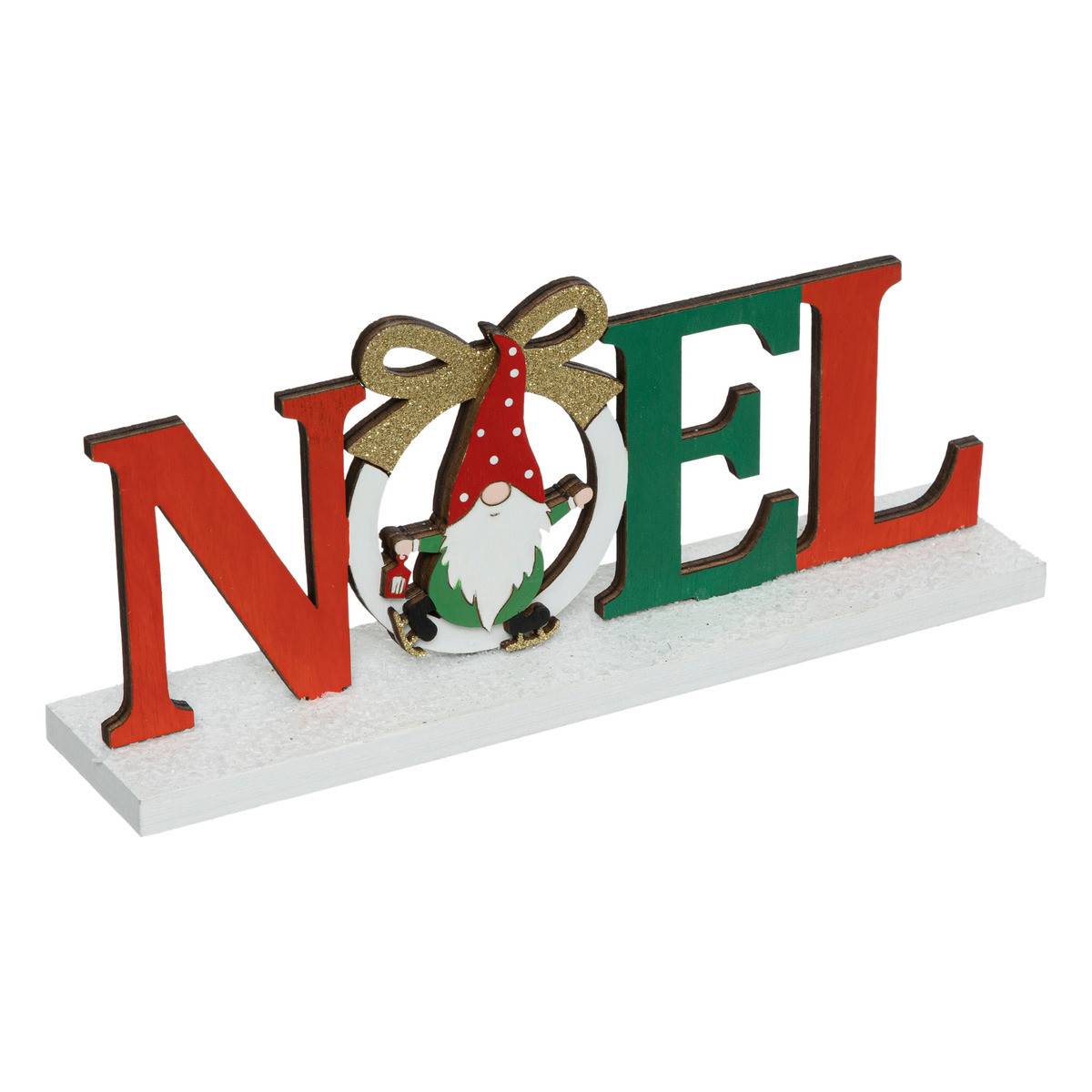 Fééric Lights & Christmas - Objet déco Noël en bois avec Gnome L 24 cm