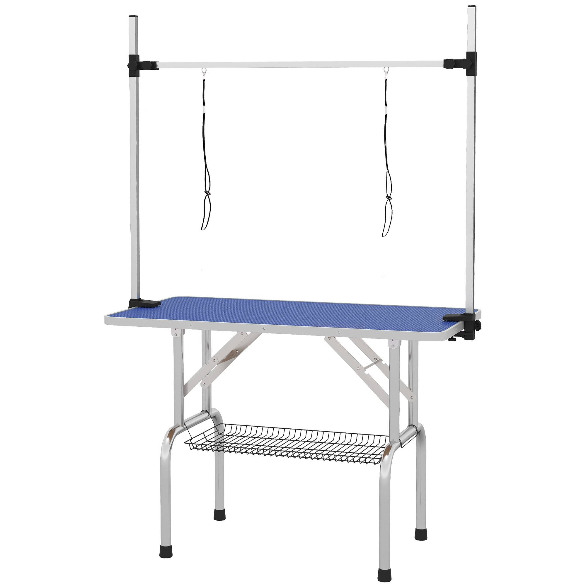 ComfortXL - Table de toilettage chien métal caoutchouc bleu 107 x 60 x 170 cm réglable antidérapante charge 100 kg - Image 10