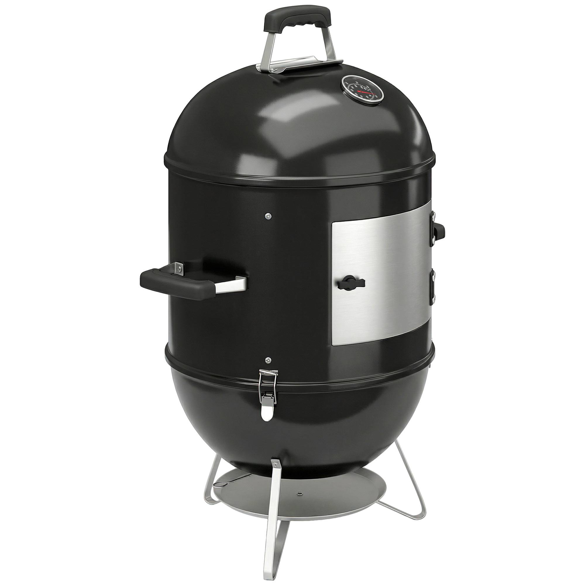 Fumoir 3 en 1 avec 3 Grilles de Cuisson, Thermomètre Intégré, Ventilation Réglable, 62,5x47,5x91cm, Noir - Image 1