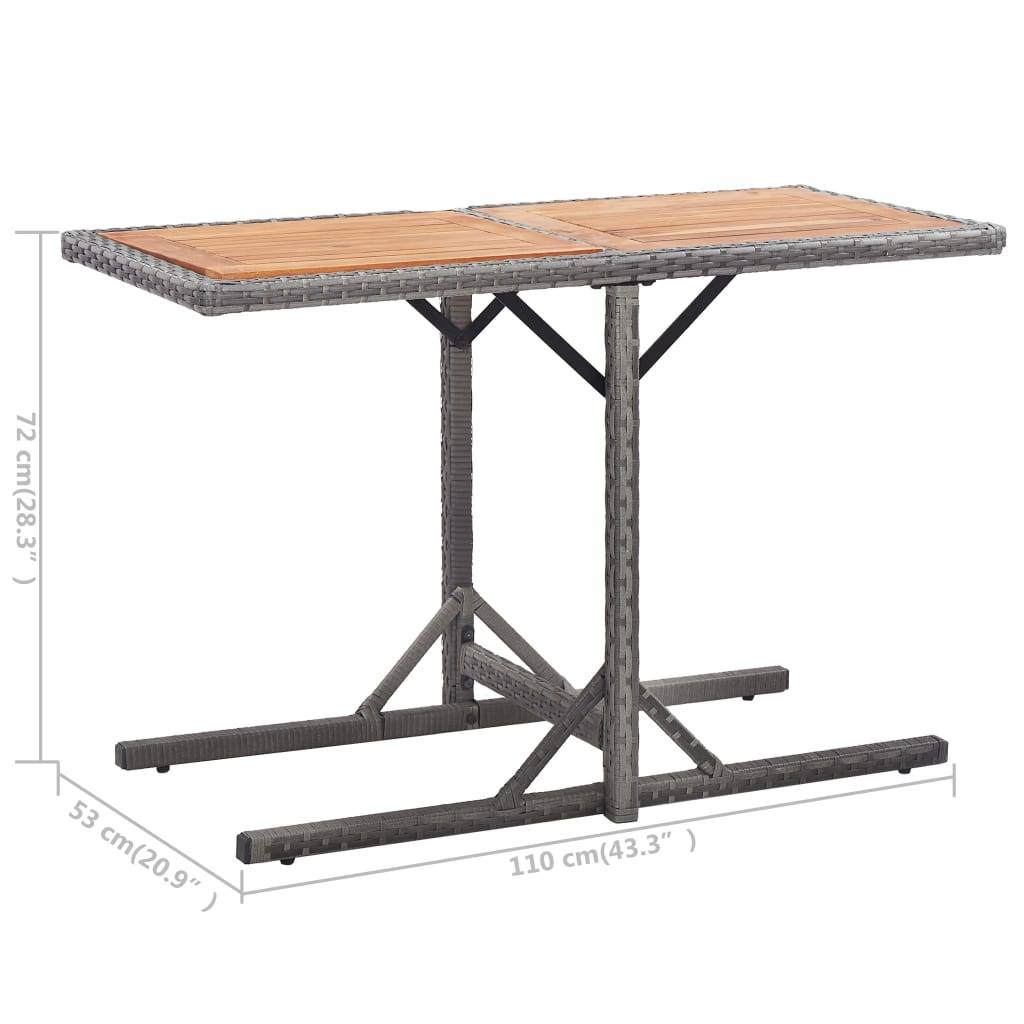 ComfortXL - Table de Jardin Anthracite Bi-Matière, Résine Tressée et Plateau en Bois d'Acacia, 110x53 cm – ComfortXL Outdoor Living - Image 5