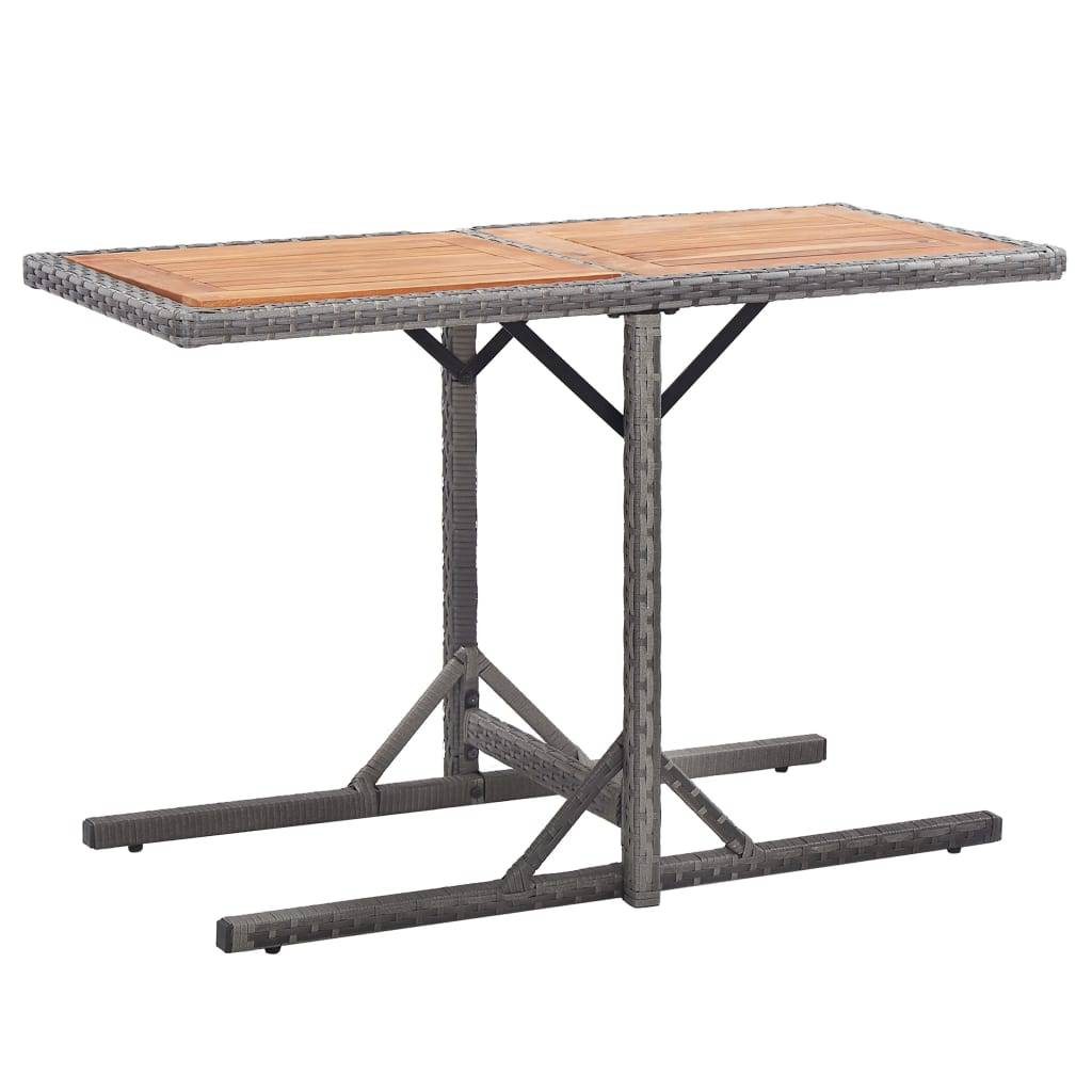 ComfortXL - Table de Jardin Anthracite Bi-Matière, Résine Tressée et Plateau en Bois d'Acacia, 110x53 cm – ComfortXL Outdoor Living - Image 1