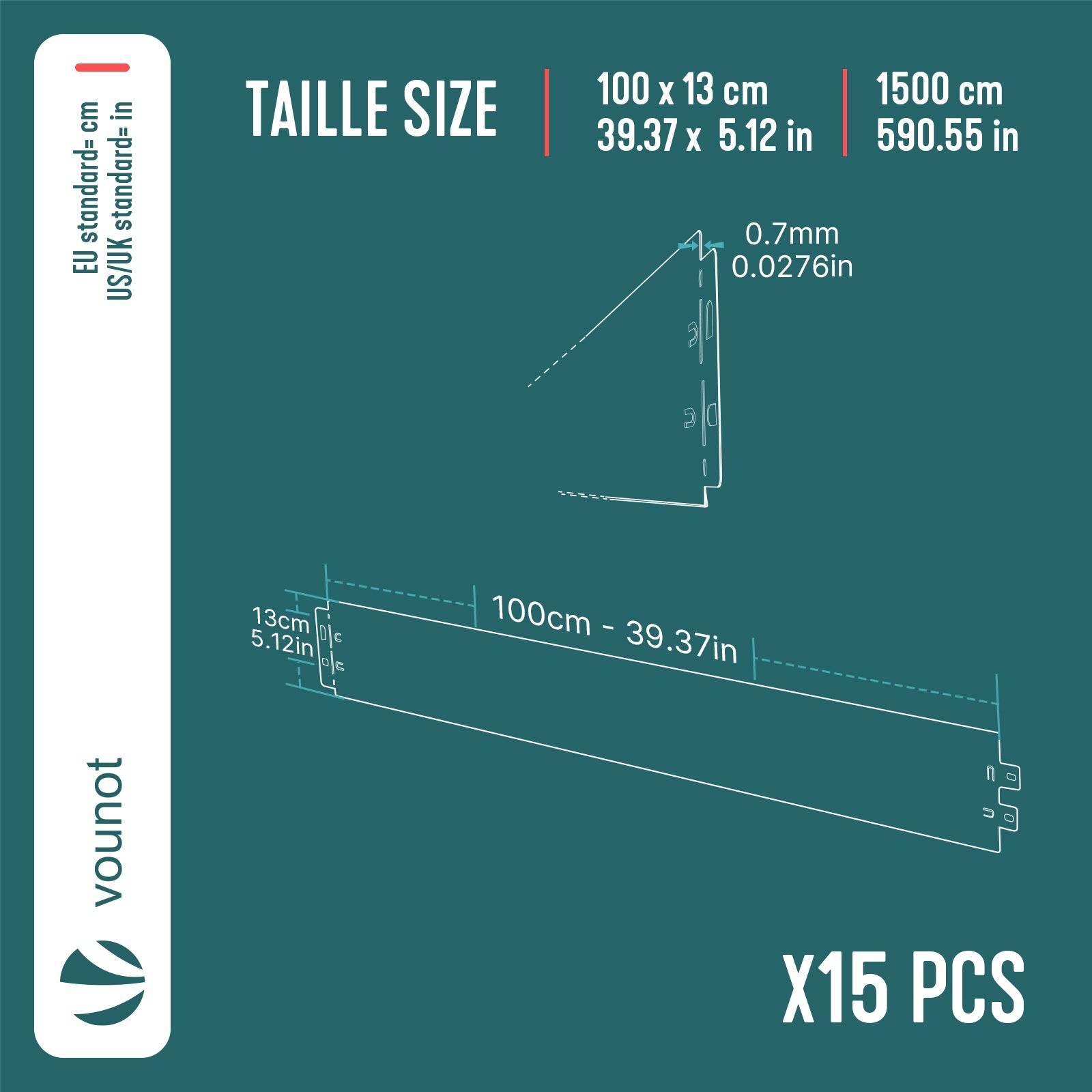 Vounot - Lot de 15 Bordure de jardin en métal galvanisé flexible 100x13cm - clôture gazon antirouille 15m - VOUNOT® - Image 3