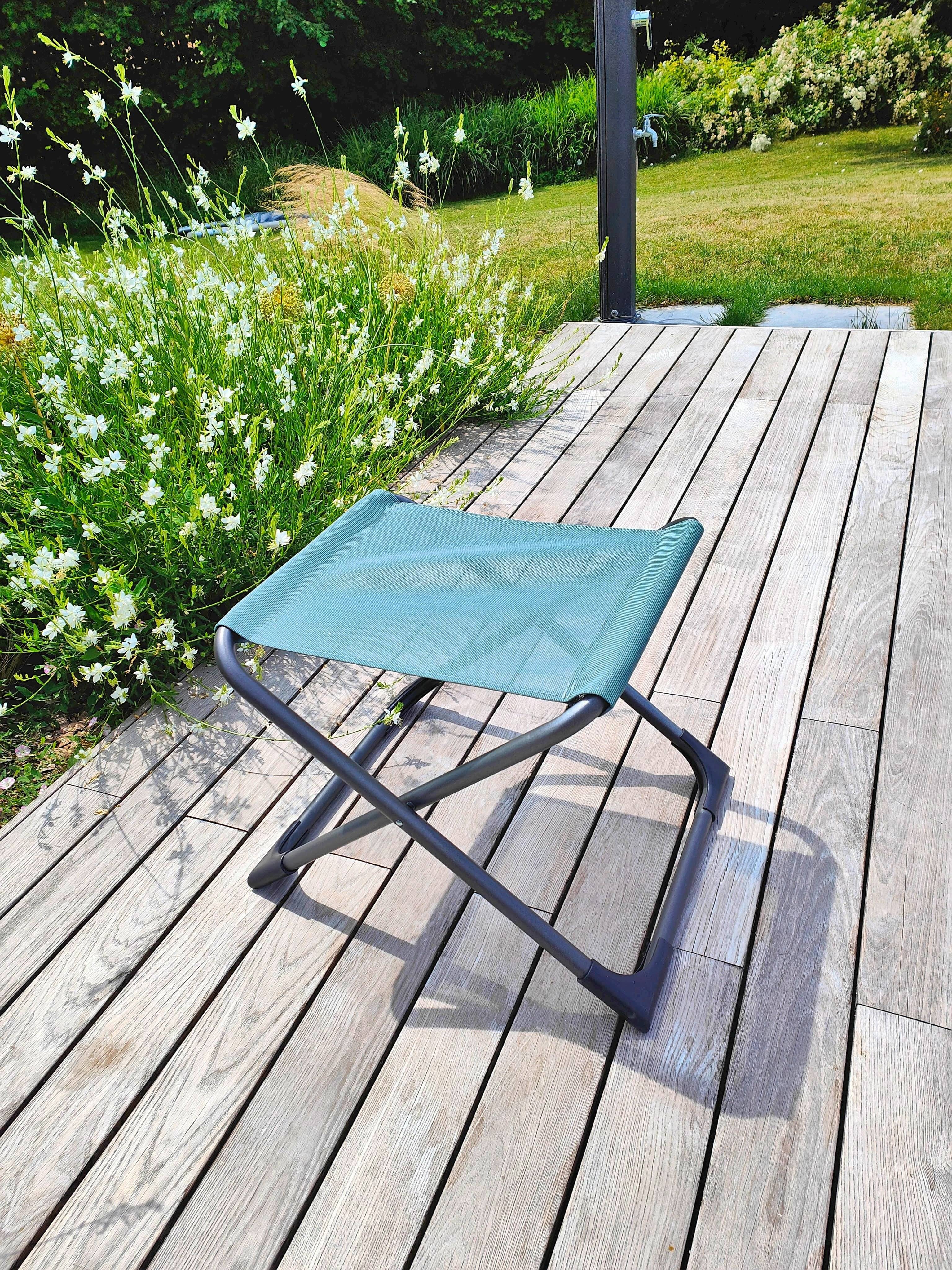 Fiam - Repose-Pieds CHICO Aluminium ANTHRACITE Texfil VERT SAUGE 49x61x42 cm FIAM - Imagen 3