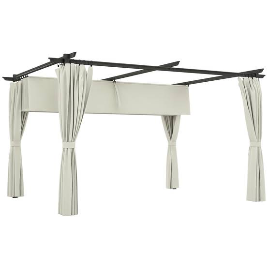 Outsunny - Pergola coulissante retractable 3x4m avec parois latérales, tonnelle jardin, abri soleil UPF30+ pour terrasse/patio polyester 180g/m² crème - OUTSUNNY - Image 1