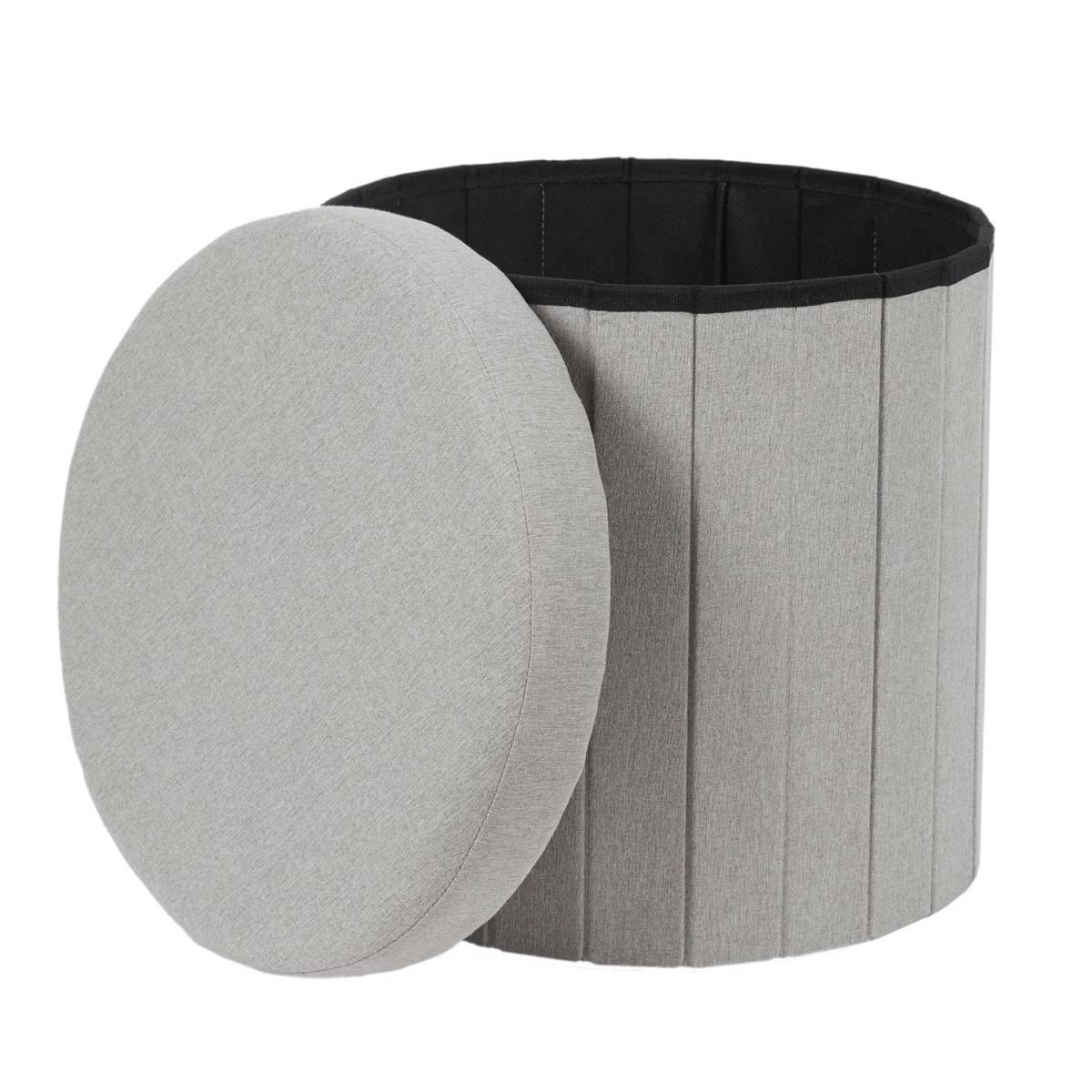 The Home Deco Factory - Pouf Coffre Pliable "Pills" 38cm Gris - Image 3