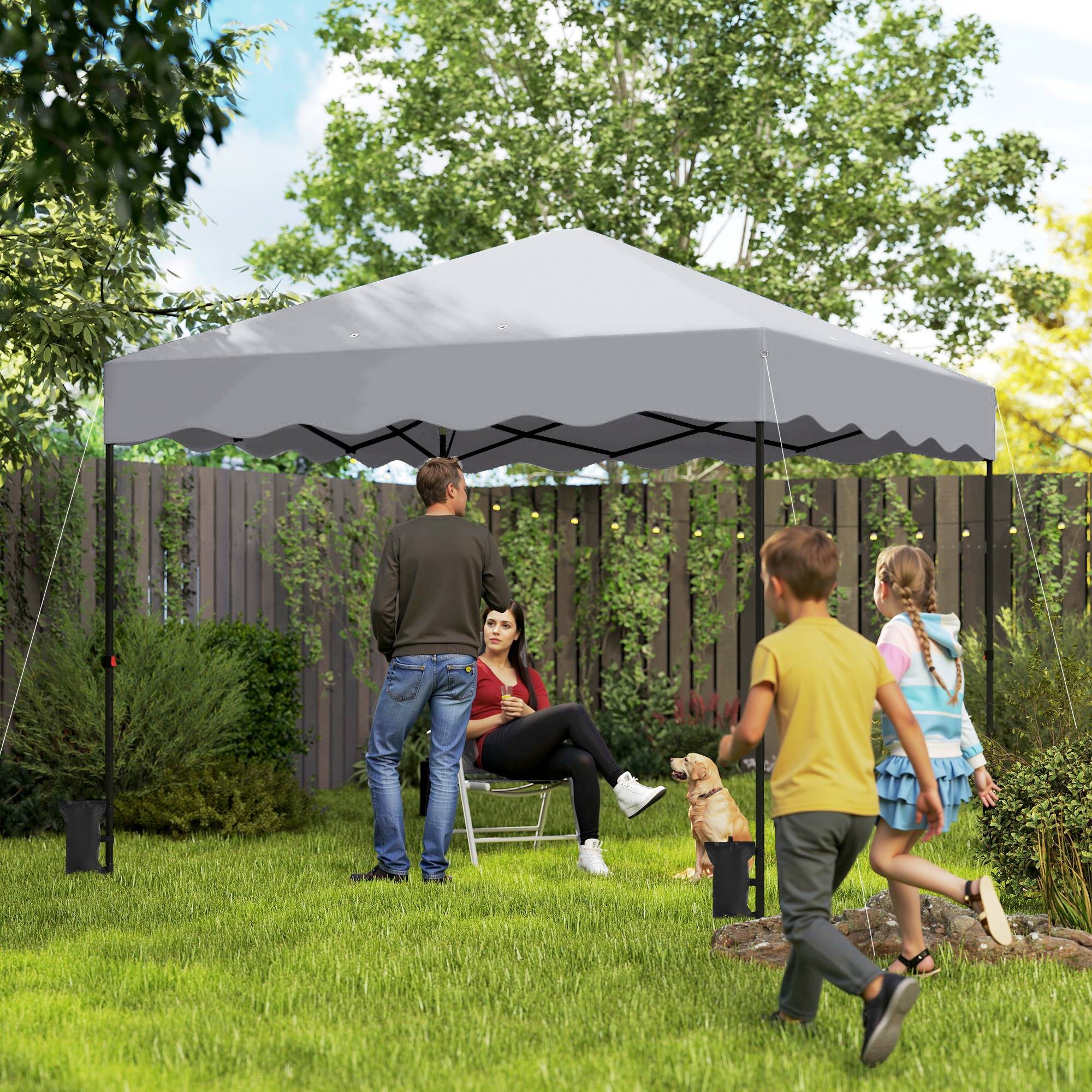 Tonnelle pop-up de jardin en métal pour terrasse protection UV réglable 3x3m gris clair - ComfortXL Outdoor Living - Image 3