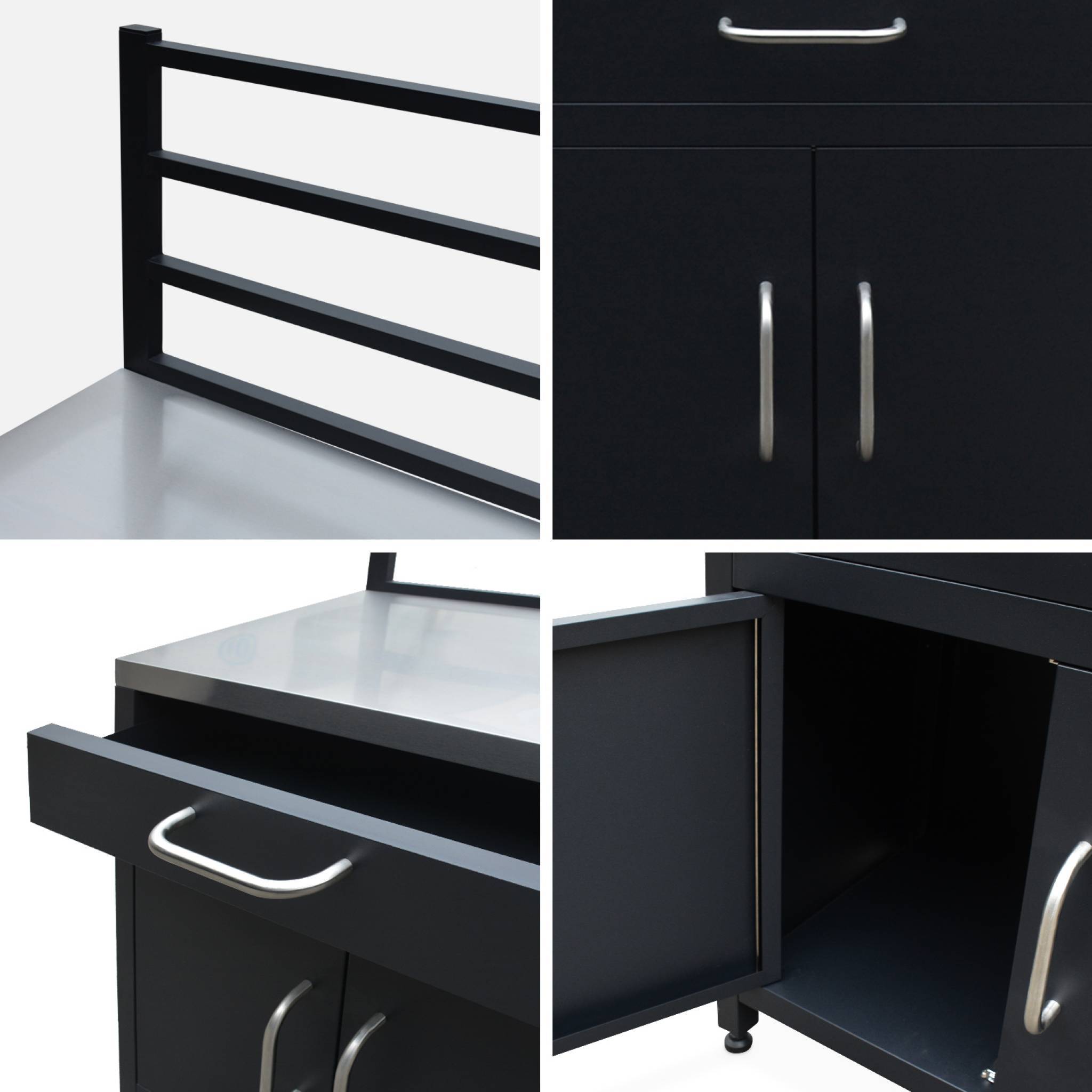 sweeek - Meuble de cuisine extérieure en acier avec 1 tiroir et 2 portes et 1 grille de suspension L80 | sweeek - Image 7