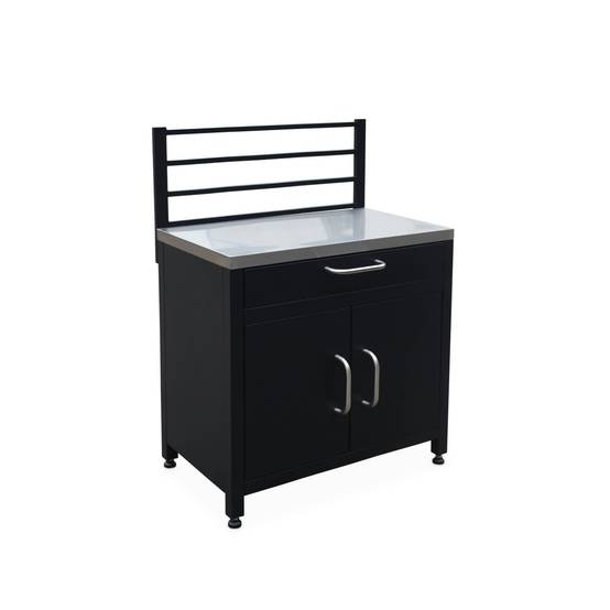 sweeek - Meuble de cuisine extérieure en acier avec 1 tiroir et 2 portes et 1 grille de suspension L80 | sweeek - Image 2