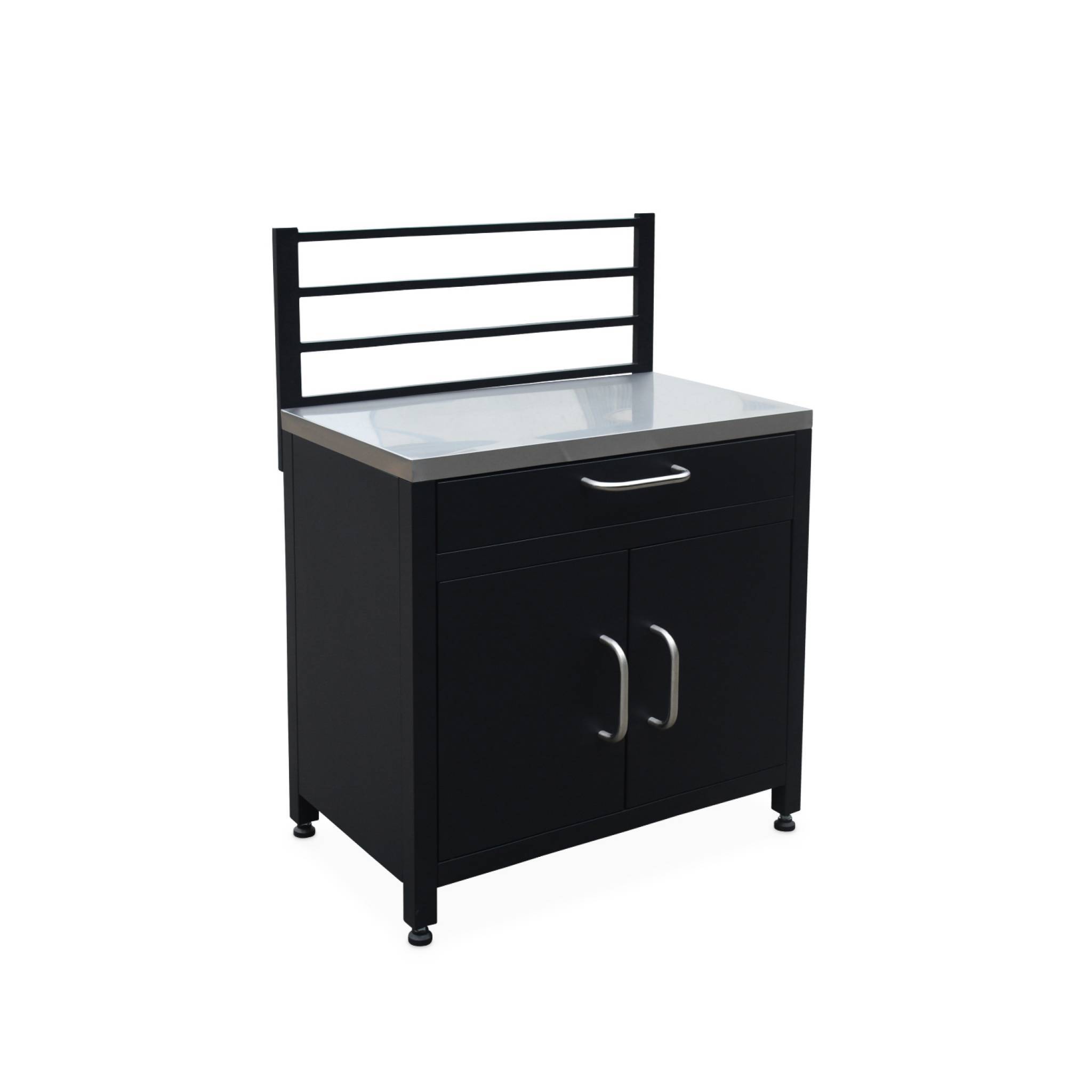 sweeek - Meuble de cuisine extérieure en acier avec 1 tiroir et 2 portes et 1 grille de suspension L80 | sweeek - Image 2