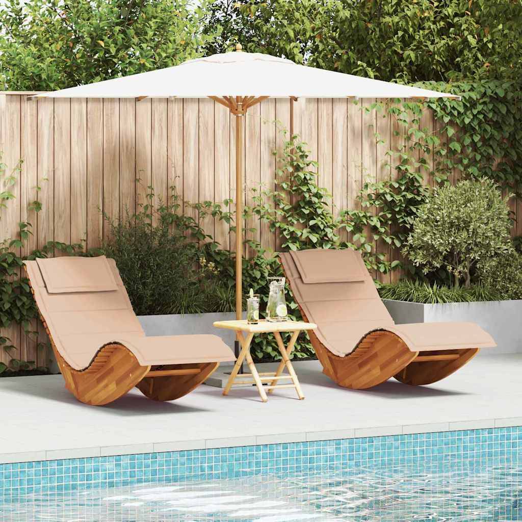 Lot de 2 bains de soleil jardin bois acacia coussins imperméables marron - ComfortXL Outdoor Living - Image 1