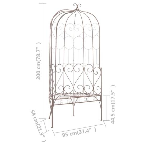 ComfortXL - Banc de cour fer forgé extérieur assise large décorative 95x54cm marron - ComfortXL Outdoor Living - Image 6