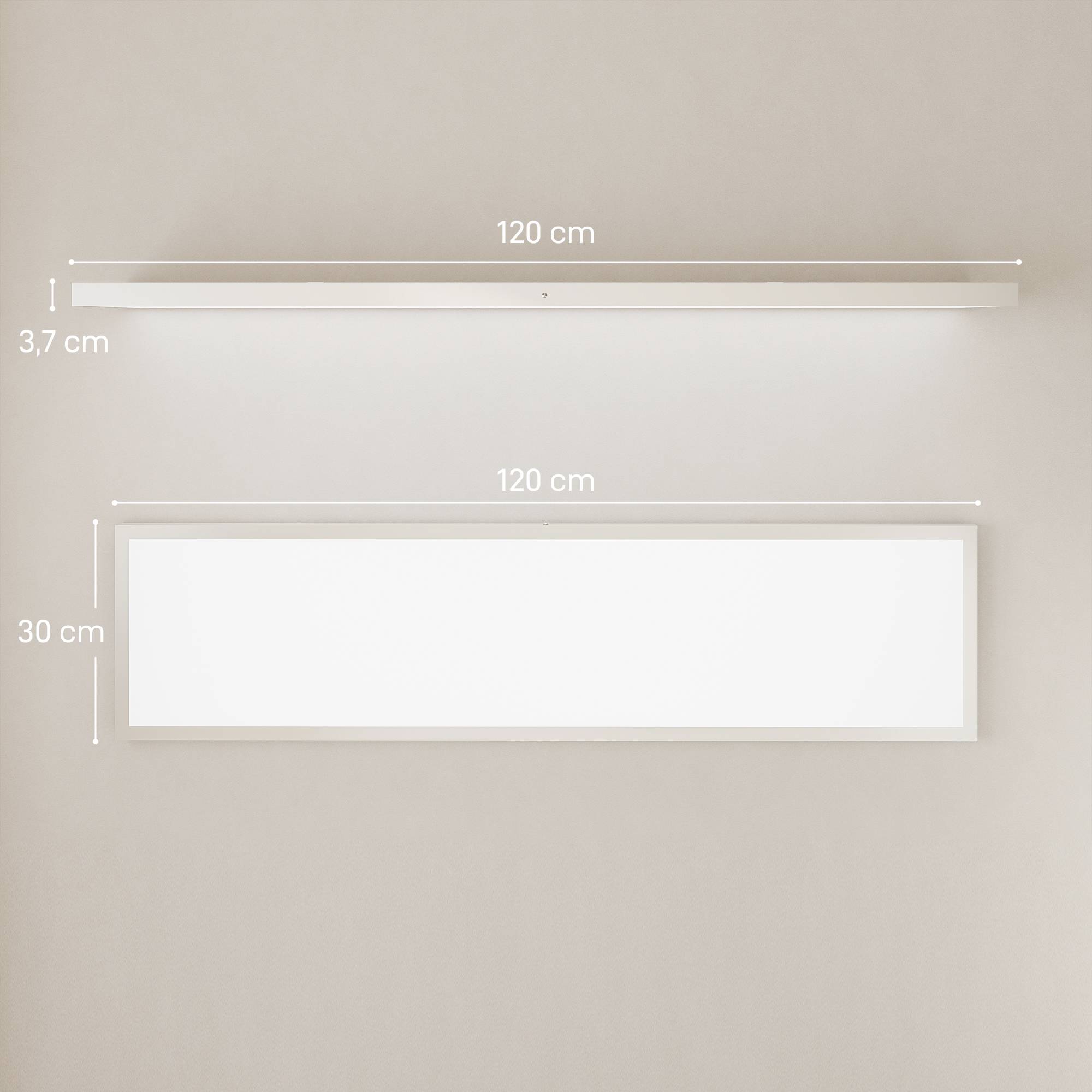 Sans Marque - Ensemble 4 plafonniers appliques murales température couleur réglable 3000K/4000K/6000K interrupteur DIP 120x30x3,7 cm blanc - Image 5