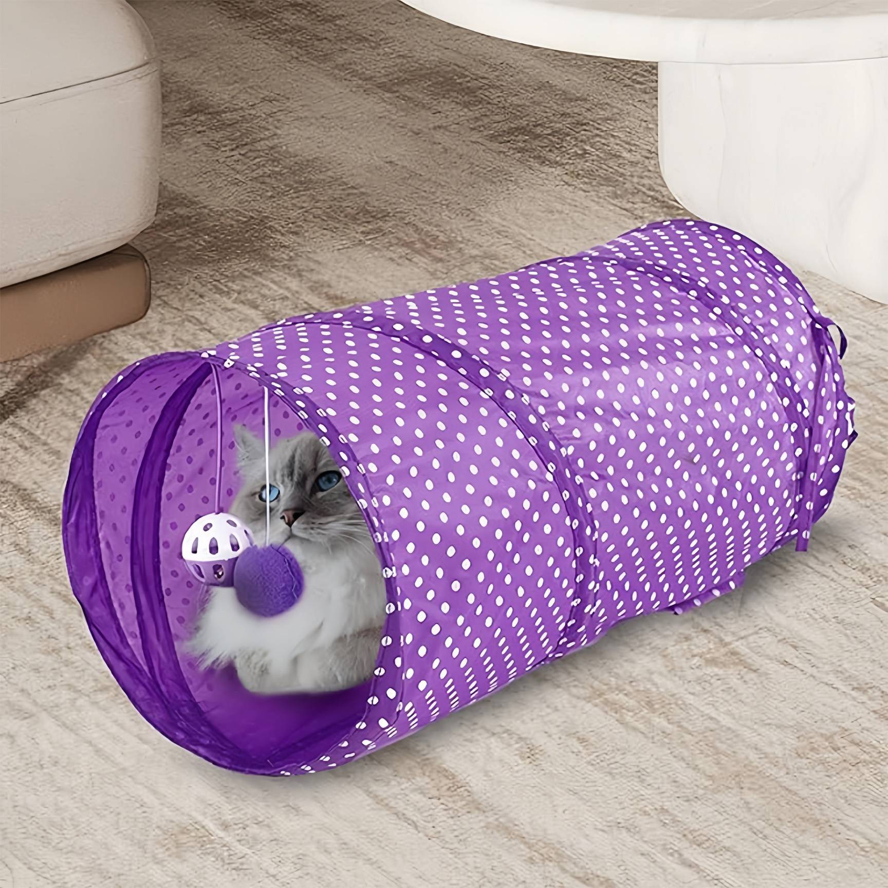 Tunnel Pliable pour Chats Chiots et Lapins Violet - DtopbuyAge - Image 3