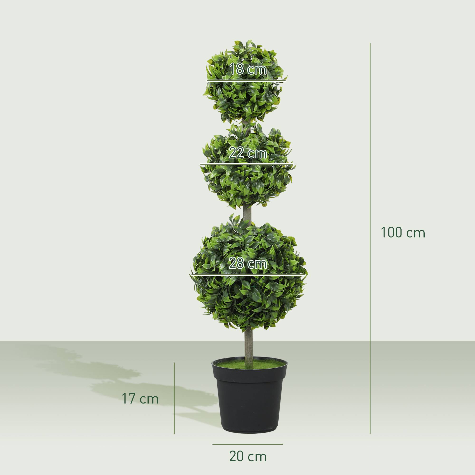 Plantes artificielles pot feuilles plastique terreau floqué vert - Image 5