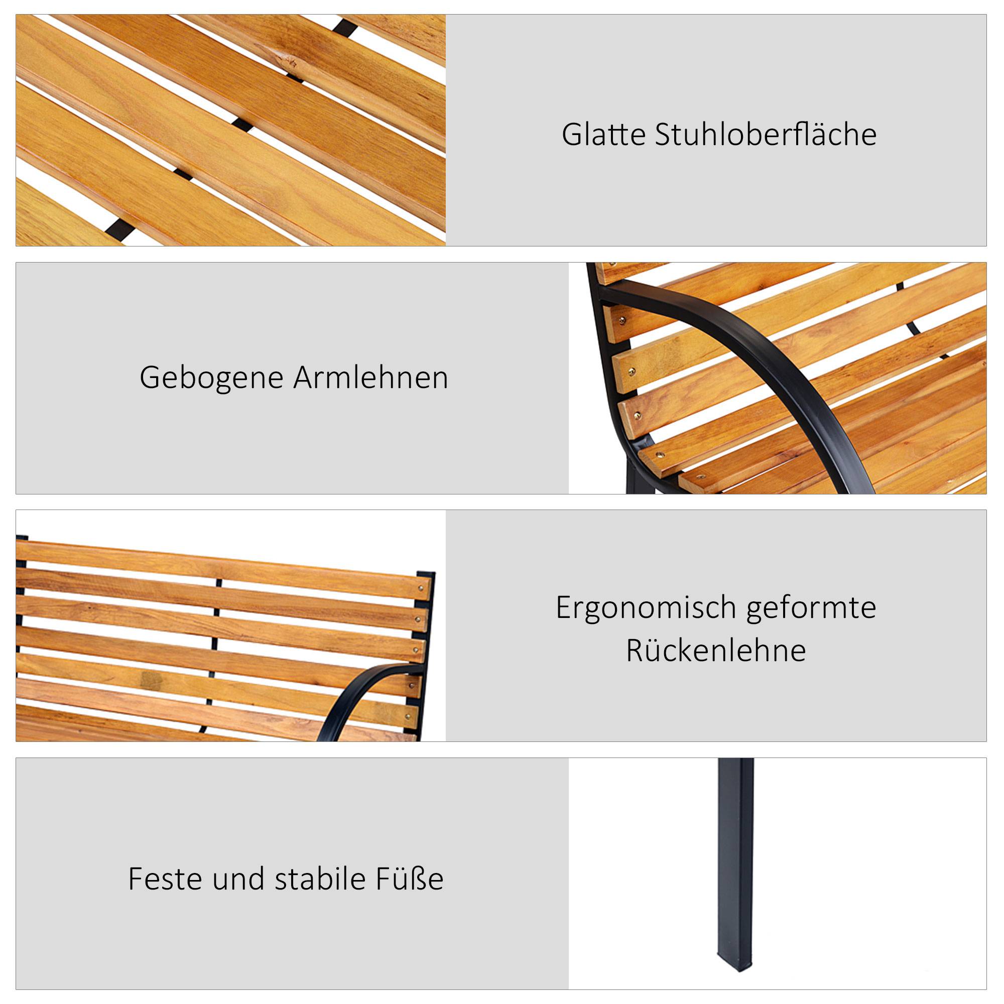 ComfortXL - Banc de jardin 2 places acier et pin naturel 122 x 60 x 83 cm balcon terrasse style industriel confortable - Image 6