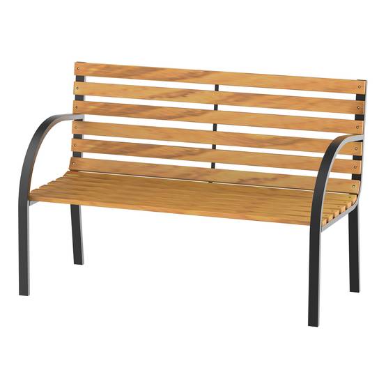 ComfortXL - Banc de jardin 2 places acier et pin naturel 122 x 60 x 83 cm balcon terrasse style industriel confortable - Image 10