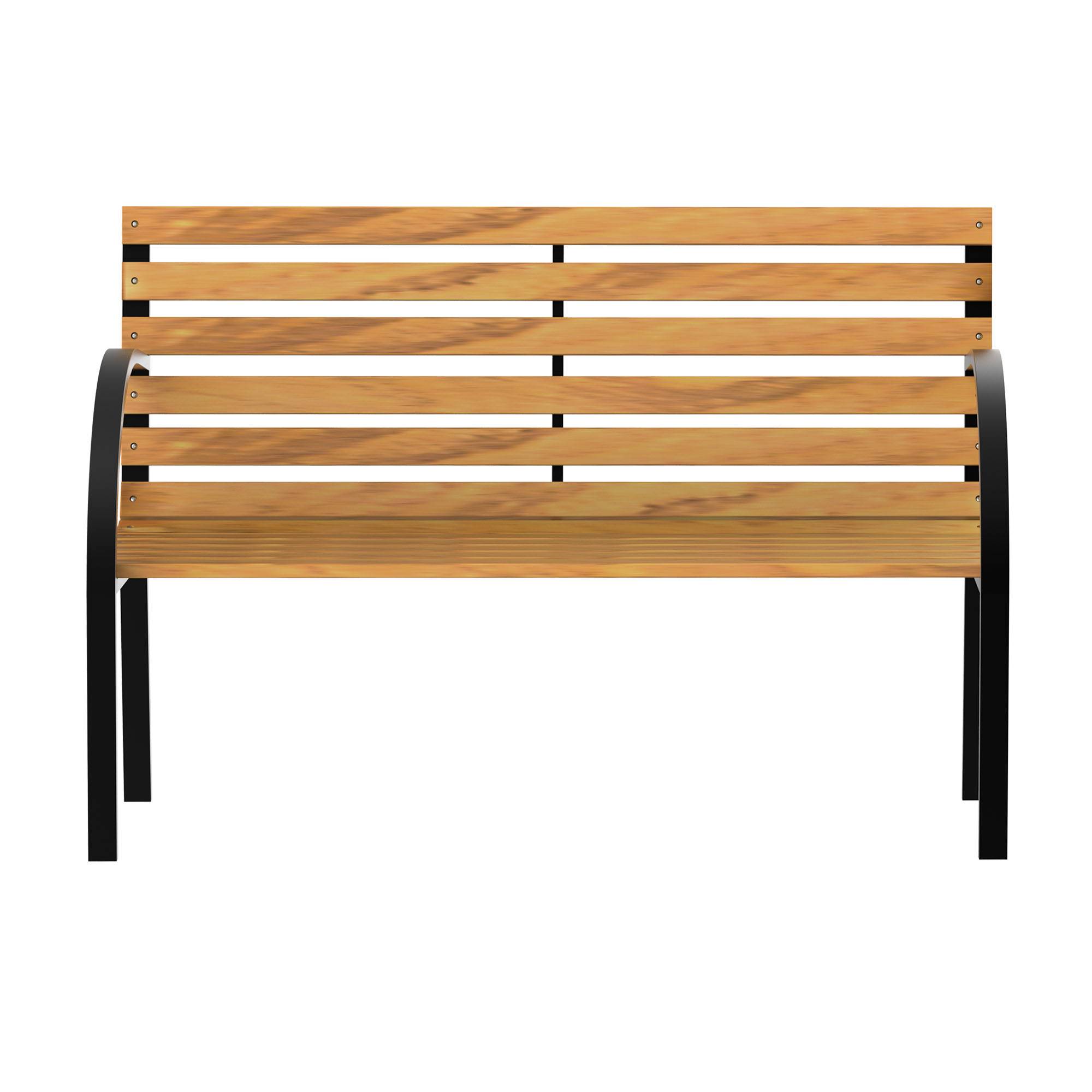 ComfortXL - Banc de jardin 2 places acier et pin naturel 122 x 60 x 83 cm balcon terrasse style industriel confortable - Image 2