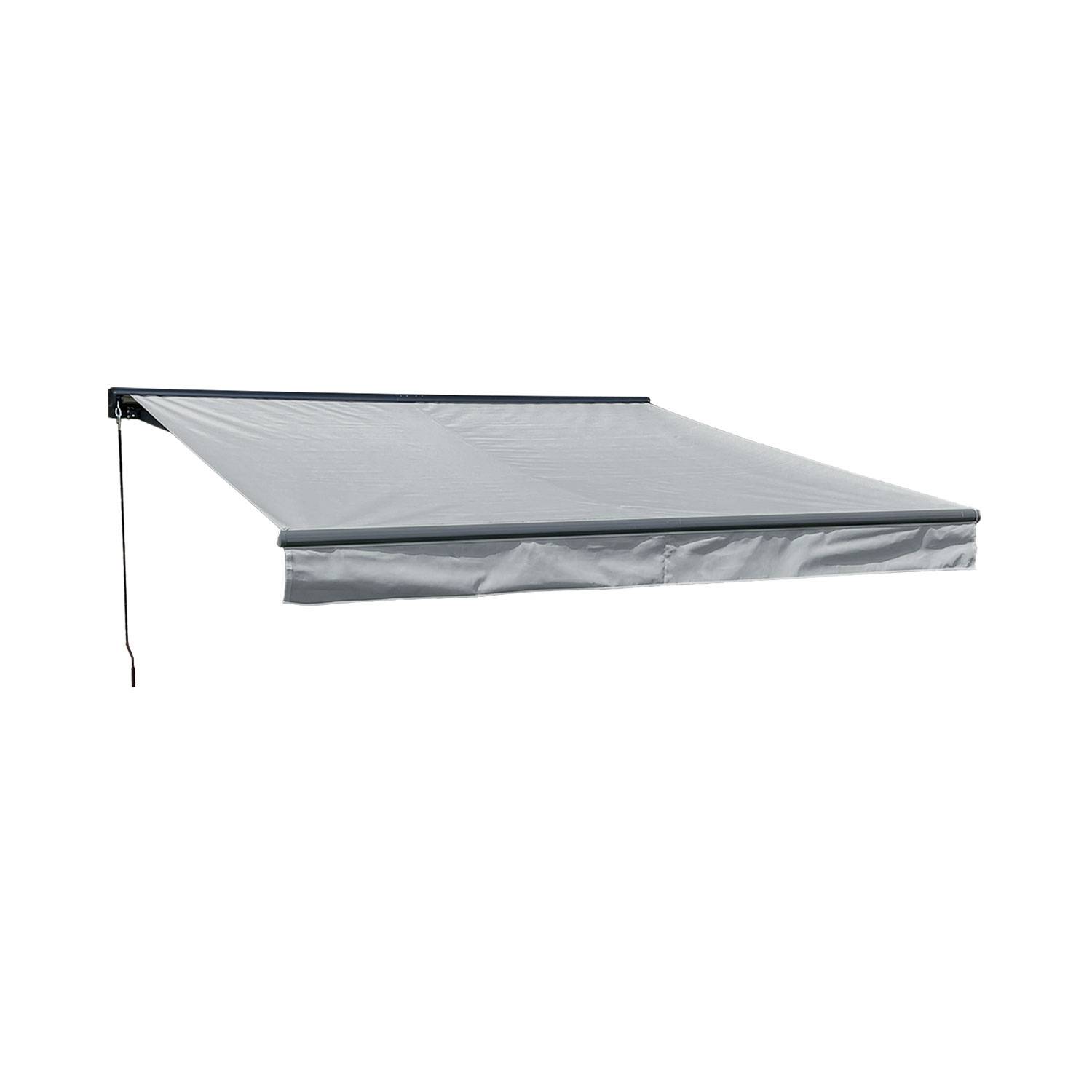 Happy Garden - Store banne SAULE 3,5 × 3m avec semi-coffre - Toile grise et structure grise - HAPPY GARDEN - Imagen 1