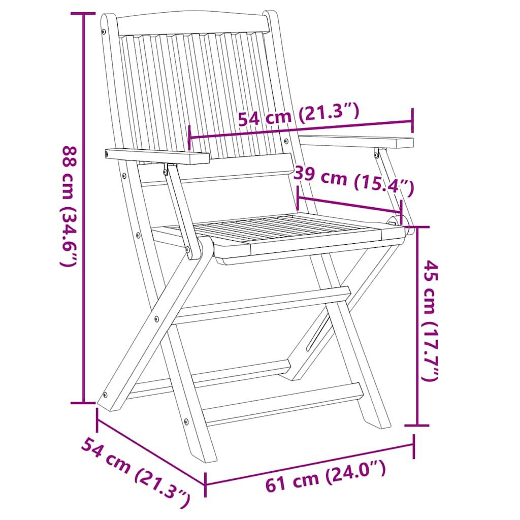 Vidaxl - Chaises pliantes 2 pièces en bois d'acacia massif vidaXL 46337 - Imagen 3