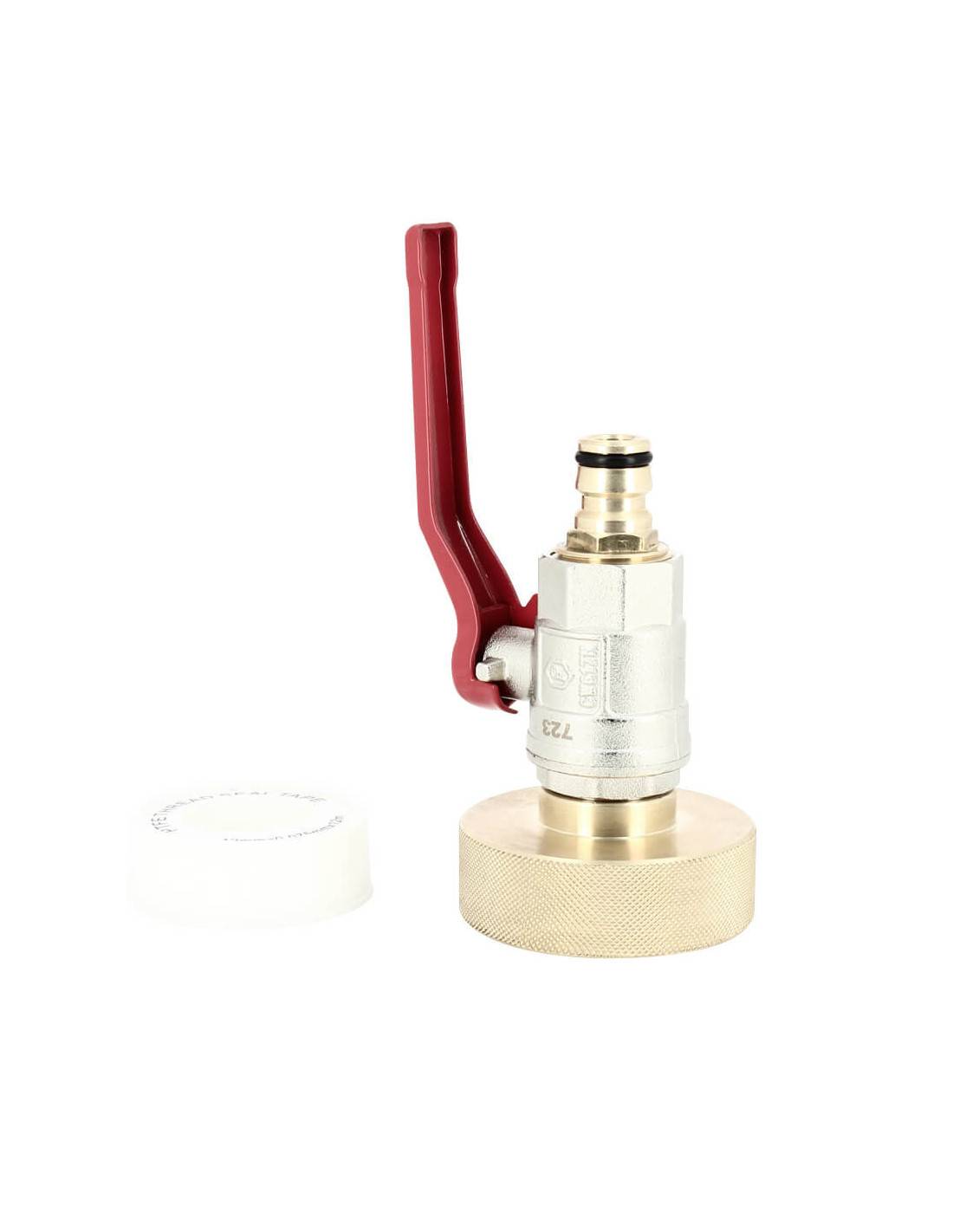 Raccord cuve S60X6 laiton - Vanne laiton + Embout rapide - Imagen 4