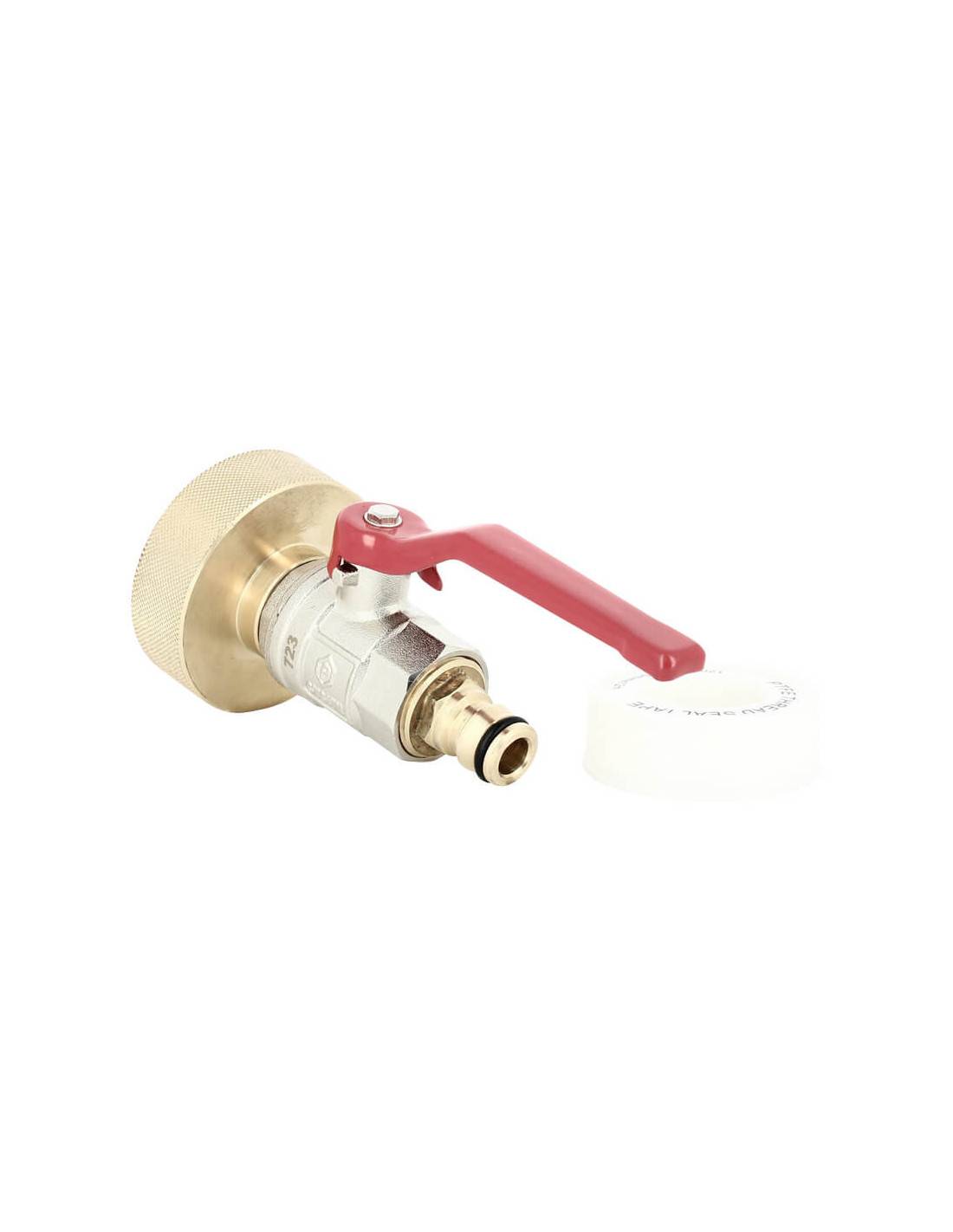 Raccord cuve S60X6 laiton - Vanne laiton + Embout rapide - Imagen 1