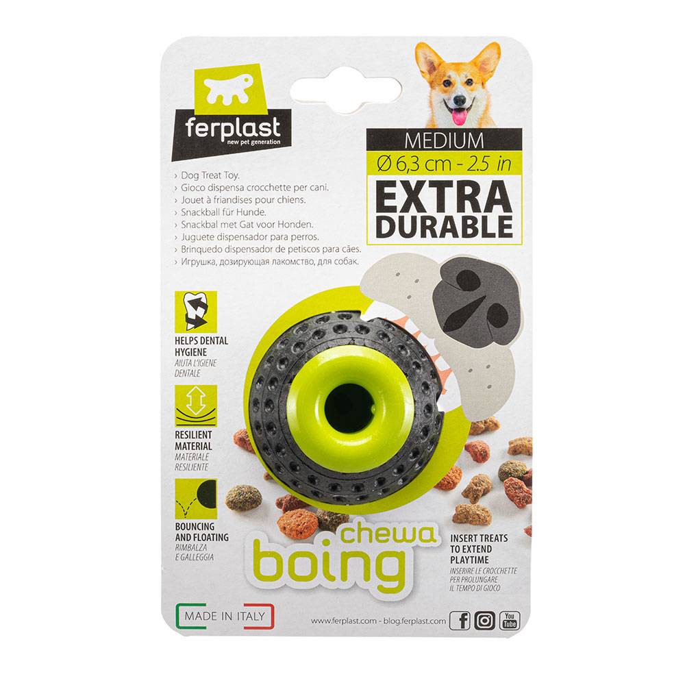 Ferplast - Ferplast Jouet Chien, Distributeur croquettes, en Matériau Durable, Non Toxique, Résistante aux Morsures, Rebondissant et Flottant, CHEWA BOING Balle - Imagen 8