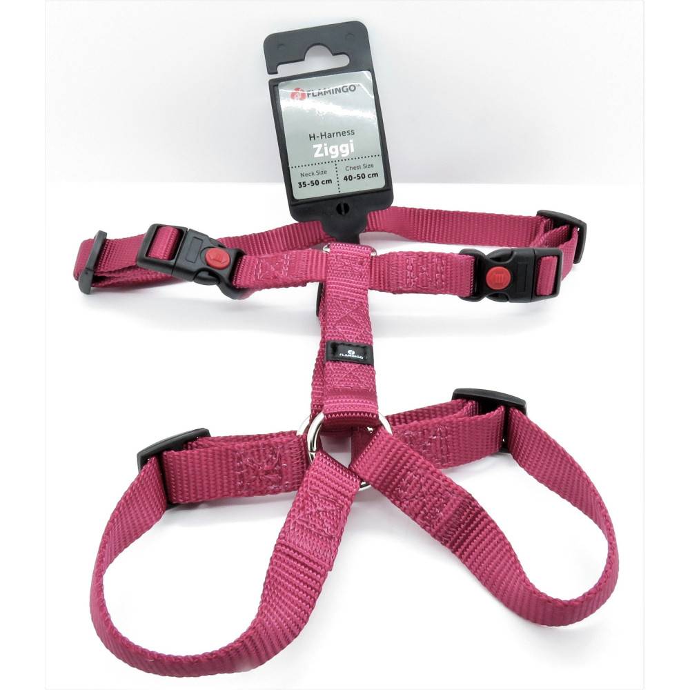 Harnais H Ziggi S/M  tour de cou 35 -50 cm 15 MM rouge cerise pour chien - Image 4