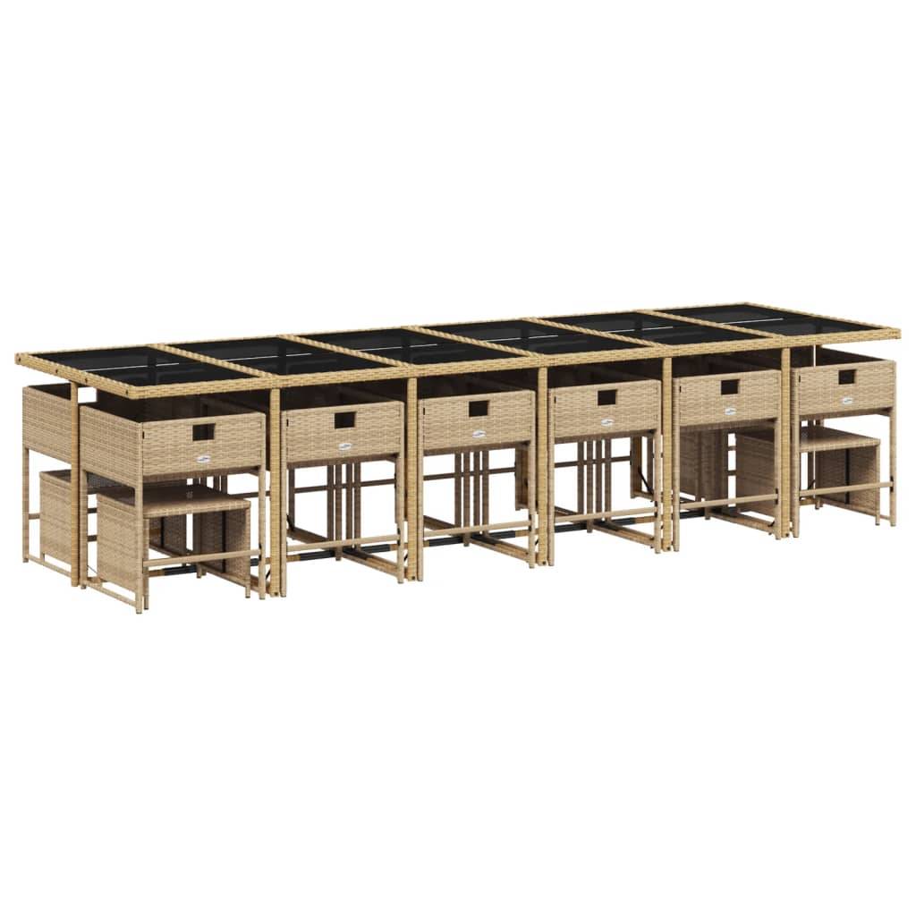 Ensemble Table et Chaises de Jardin 16 Places, Résine Tressée Beige, avec Tabourets et Coussins Crème – ComfortXL Outdoor Living - Image 3