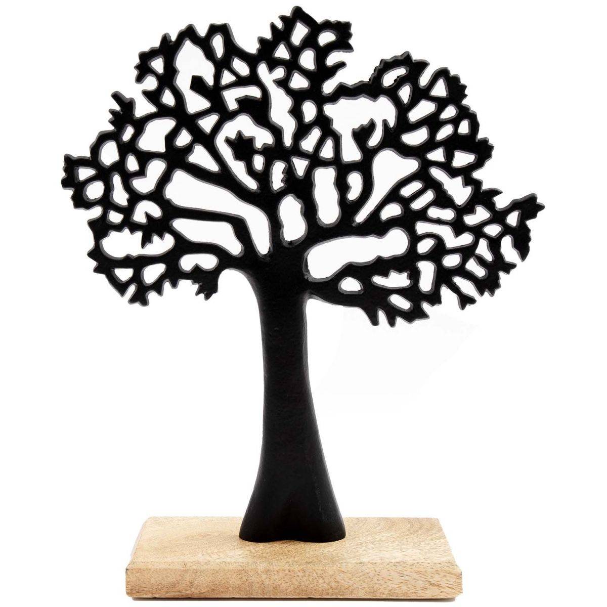 Sil - Arbre décoratif en aluminium noir et manguier Sil
