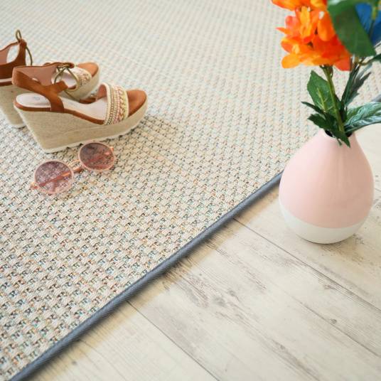 Decoweb - Tapis extérieur ou intérieur en Tissé plat - Sumatra silver multicolore - Galon gris ardoise - 160 x 230 cm - Decoweb - Imagen 3