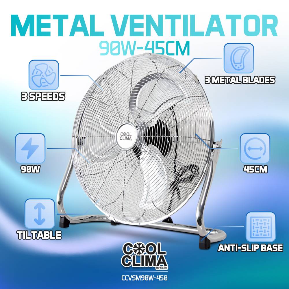 Cool Clima - Ventilateur métallique 90W - 45CM - Image 2