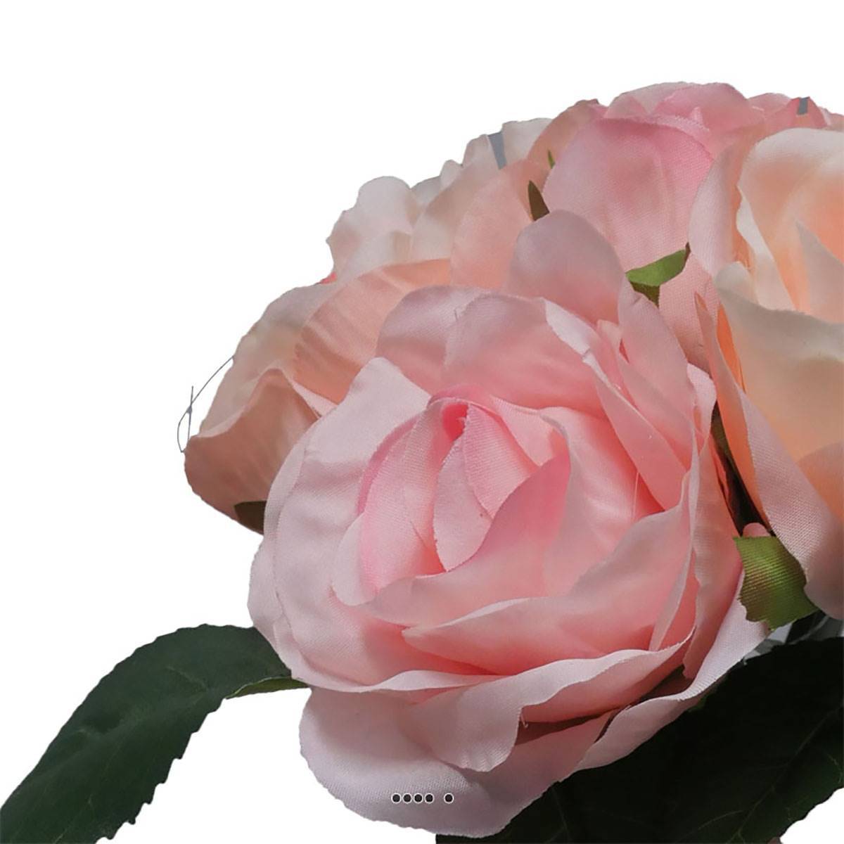 Artificielles - Petit bouquet de fausses roses H 27 cm 5 têtes et 1 bouton Rose pâle - couleur: Rose pâle - Imagen 3