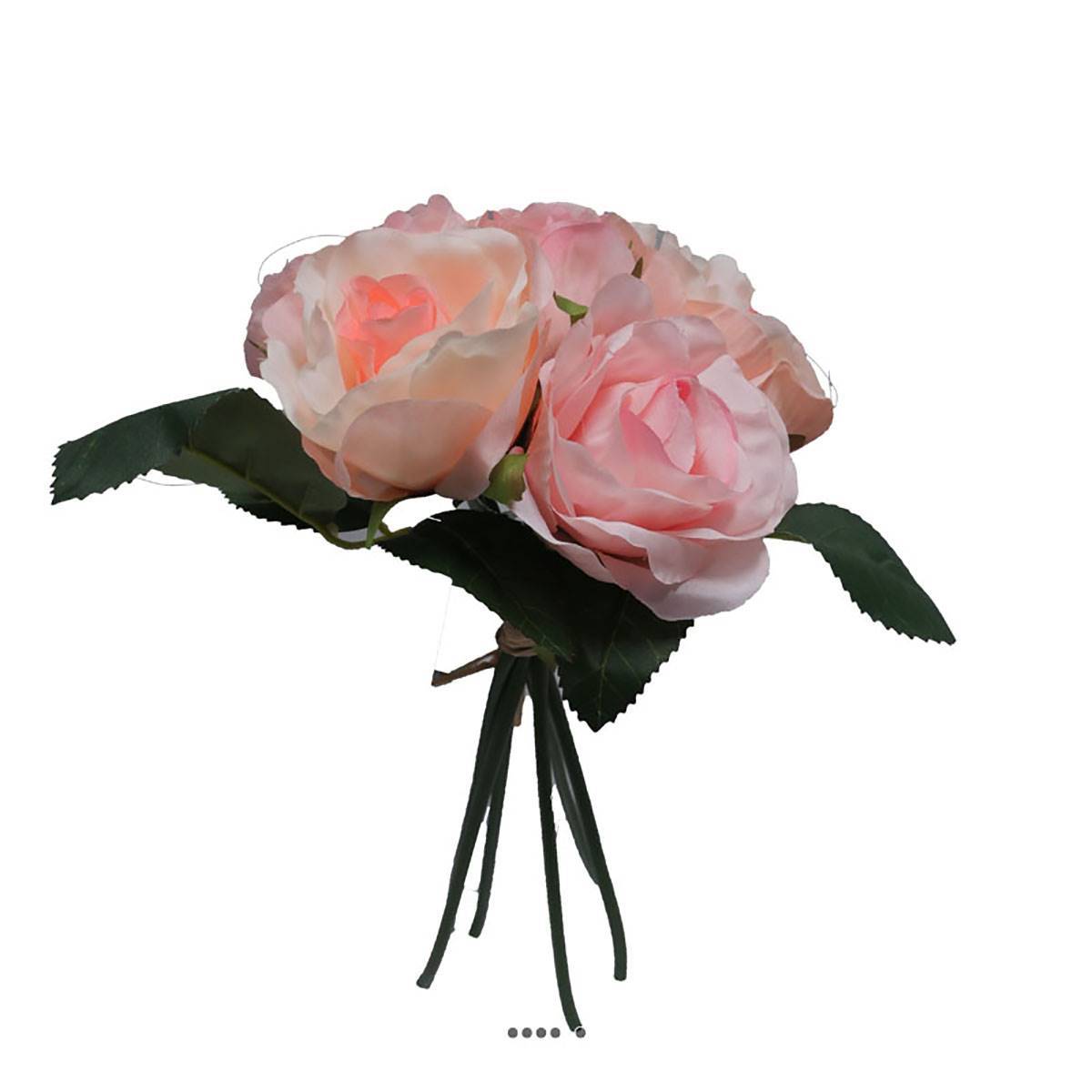 Artificielles - Petit bouquet de fausses roses H 27 cm 5 têtes et 1 bouton Rose pâle - couleur: Rose pâle - Imagen 1