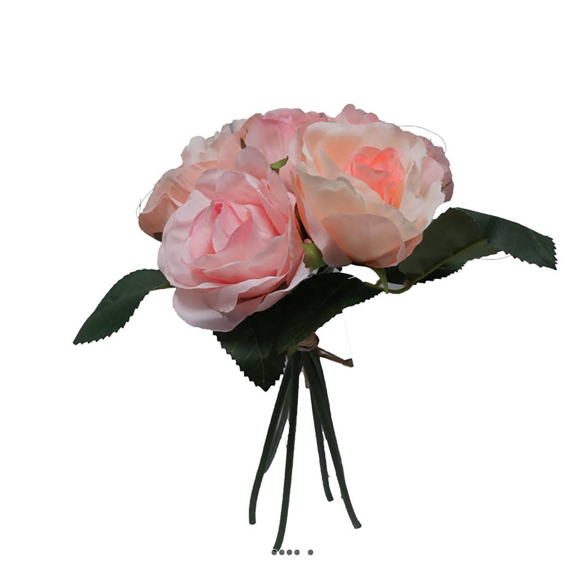 Artificielles - Petit bouquet de fausses roses H 27 cm 5 têtes et 1 bouton Rose pâle - couleur: Rose pâle - Imagen 2