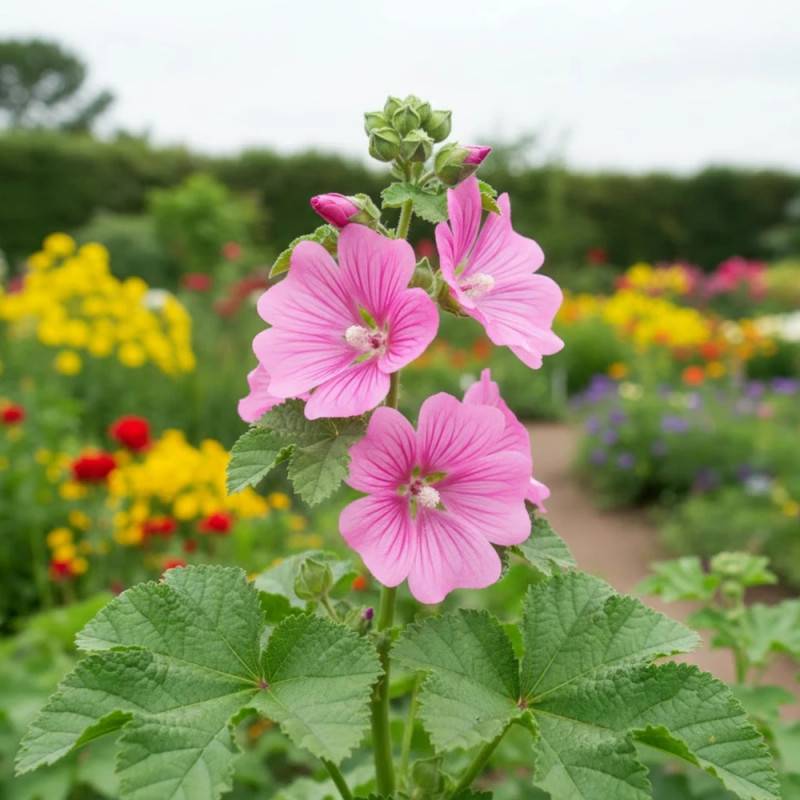 Lavatère Bredon Spring, Mauve en arbre, Lavatera à fleurs Rose - feuillage Caduc - Pot de 3L - 20/40 cm-  hauteur à maturité De 1,50 m à 2,00 m - Imagen 3