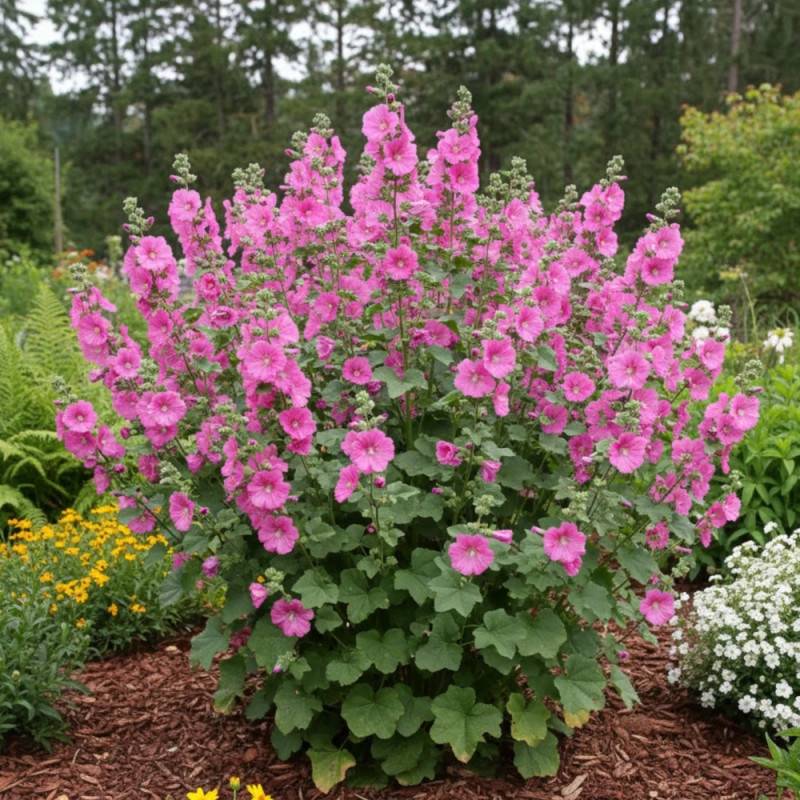 Lavatère Bredon Spring, Mauve en arbre, Lavatera à fleurs Rose - feuillage Caduc - Pot de 3L - 20/40 cm-  hauteur à maturité De 1,50 m à 2,00 m - Imagen 2