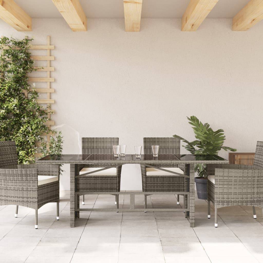 PANGIVO - Table de jardin résine tressée verre gris 190 x 80 x 75 cm - PANGIVO - Image 3