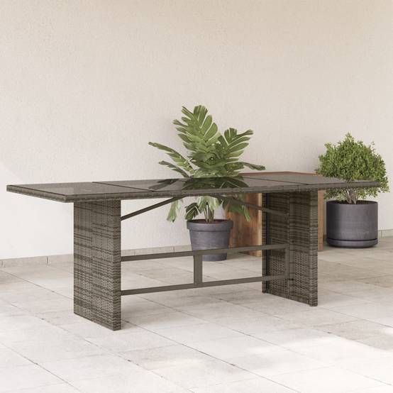 PANGIVO - Table de jardin résine tressée verre gris 190 x 80 x 75 cm - PANGIVO - Image 1