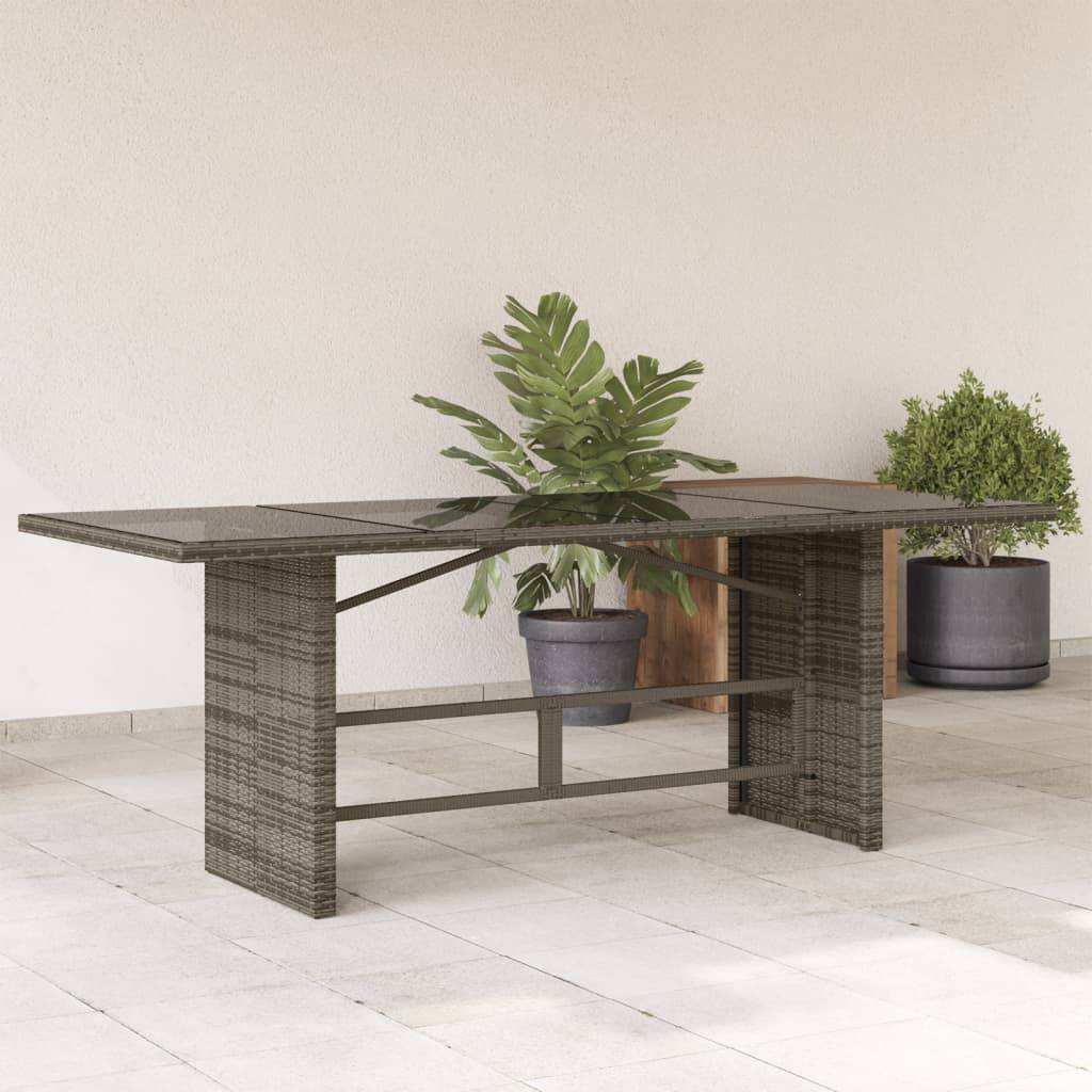 PANGIVO - Table de jardin résine tressée verre gris 190 x 80 x 75 cm - PANGIVO - Image 1