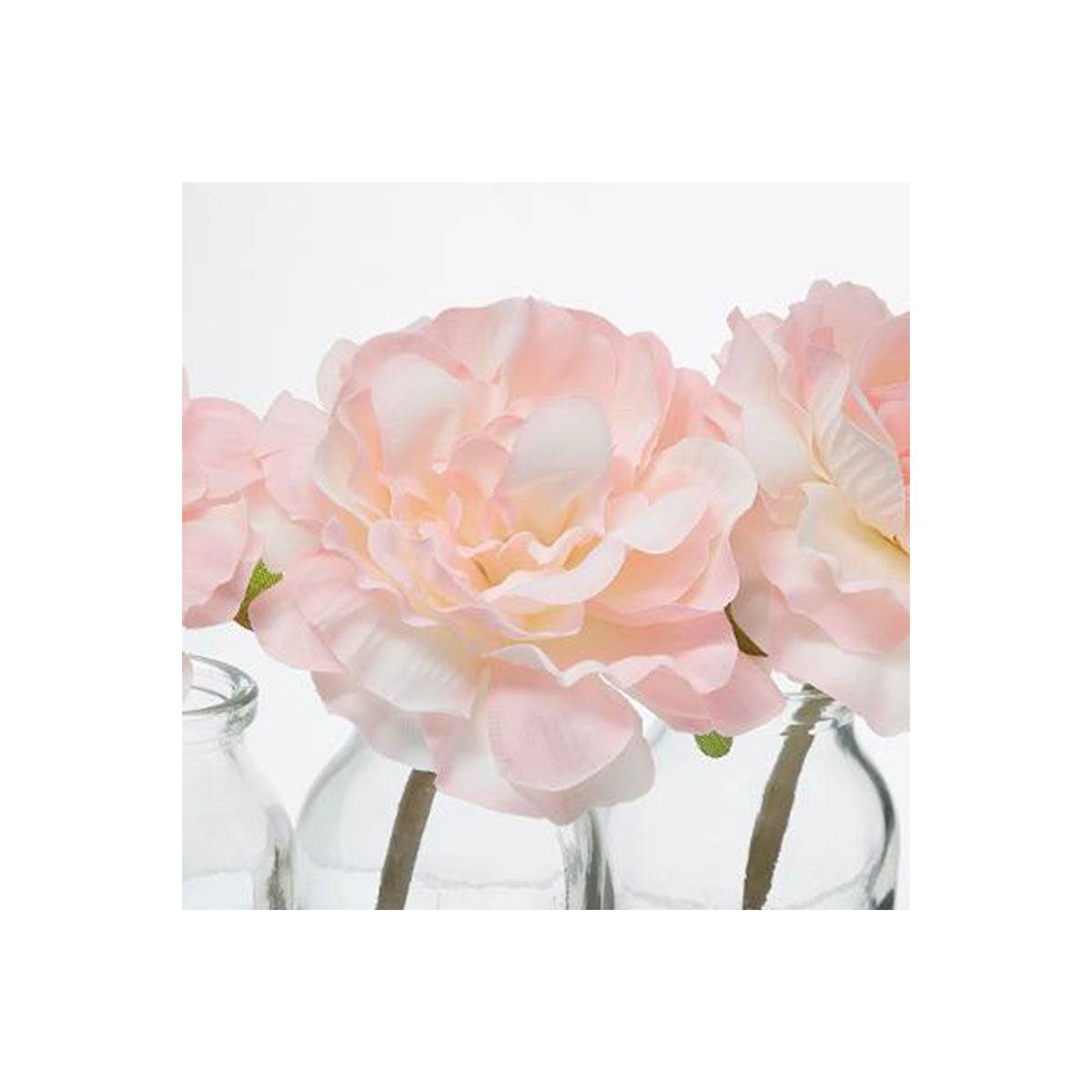 Composition artificielle de 3 Roses dans 3 Vases en verre liés par une corde - Imagen 3