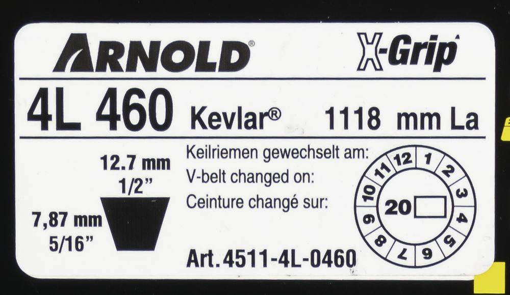 Arnold - Courroie trapézoïdale X-Grip V de type 4L460 Arnold - Imagen 2