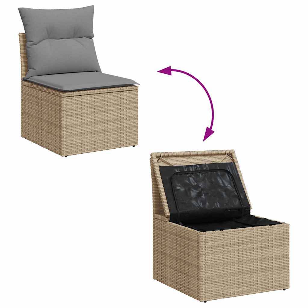 Ensemble d'extérieur 4 places résine tressée avec coffres de rangement et pouf Beige – ComfortXL Outdoor Living - Image 6