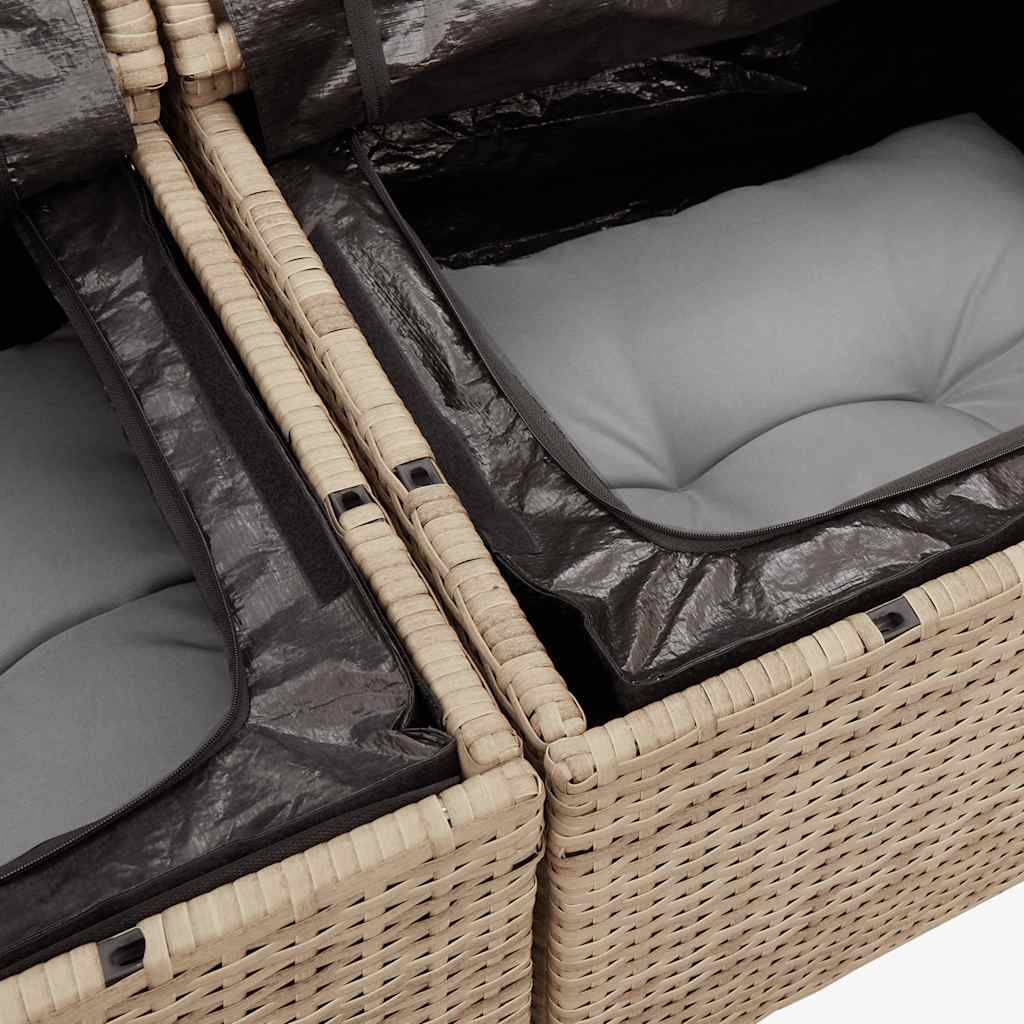 Ensemble d'extérieur 4 places résine tressée avec coffres de rangement et pouf Beige – ComfortXL Outdoor Living - Image 3