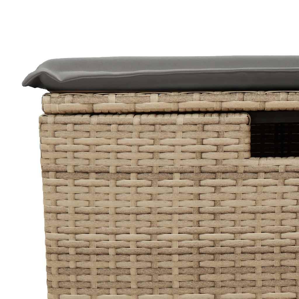 Ensemble d'extérieur 4 places résine tressée avec coffres de rangement et pouf Beige – ComfortXL Outdoor Living - Image 10