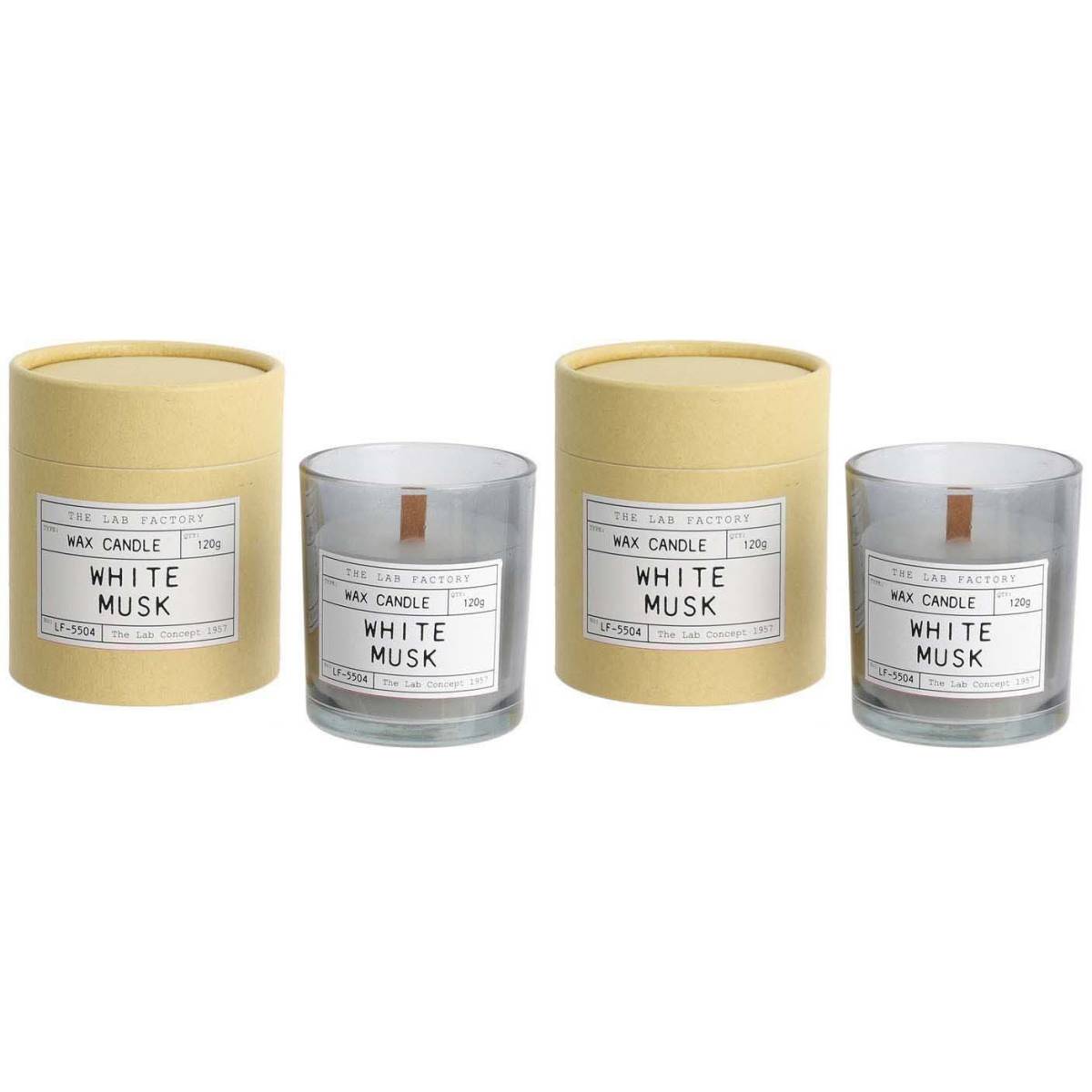 The Candle Factory - Bougie mèche en bois et boite kraft Factory (Lot de 2) Musc blanc - Imagen 1