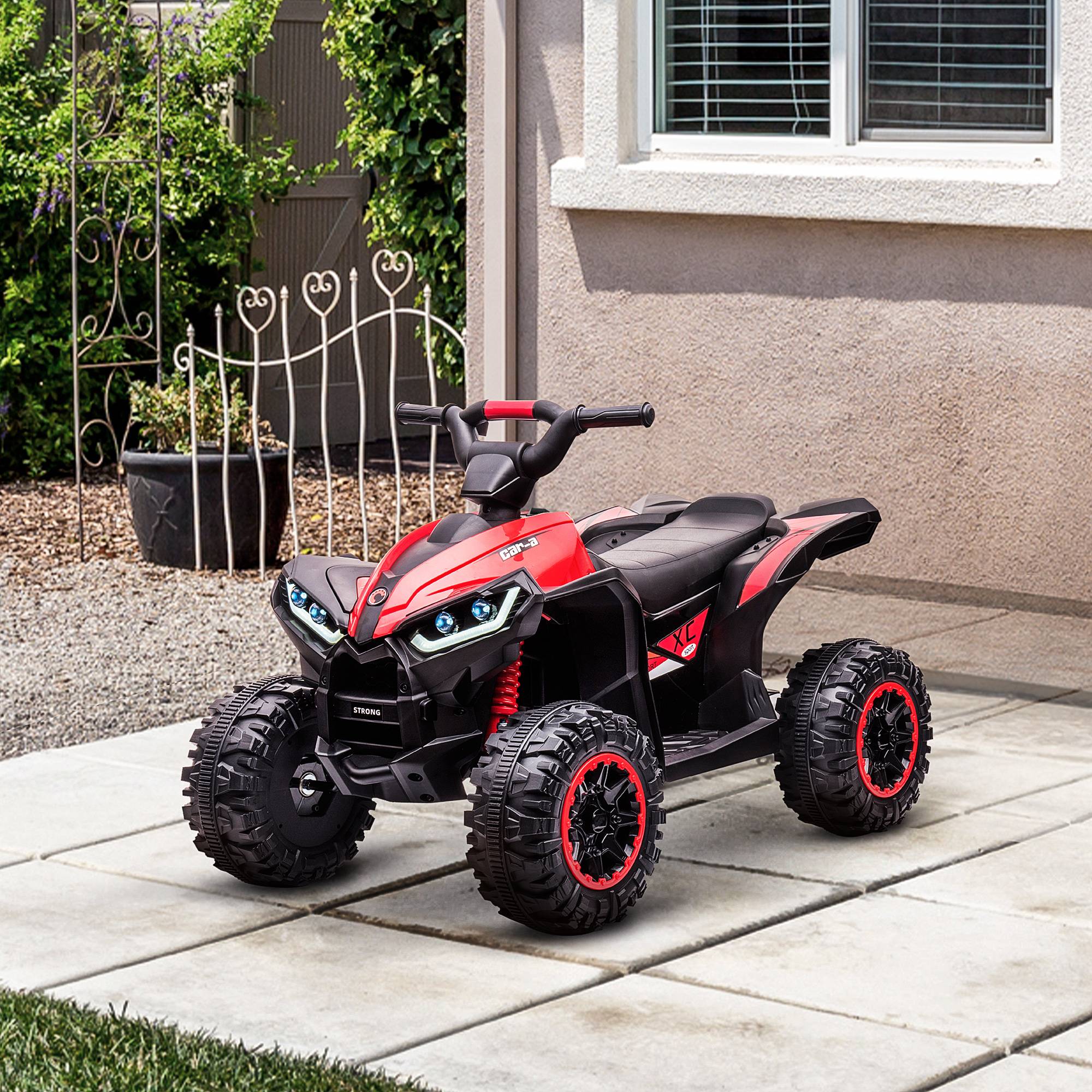 Quad électrique enfant de 3 à 5 ans 12 V 2 moteurs 2 vitesses 3-6 km/h phares LED klaxon rouge - Image 4