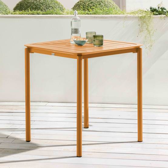 Oviala - Table carrée de terrasse (70x70cm) jaune moutarde Almada - Oviala - Imagen 2