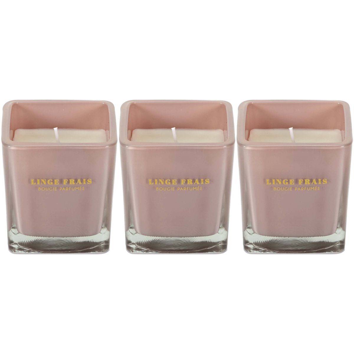 The Home Deco Factory - Bougie parfumée carrée Nude 7 cm (Lot de 3) Rose poudré The Home Deco Factory - Imagen 1