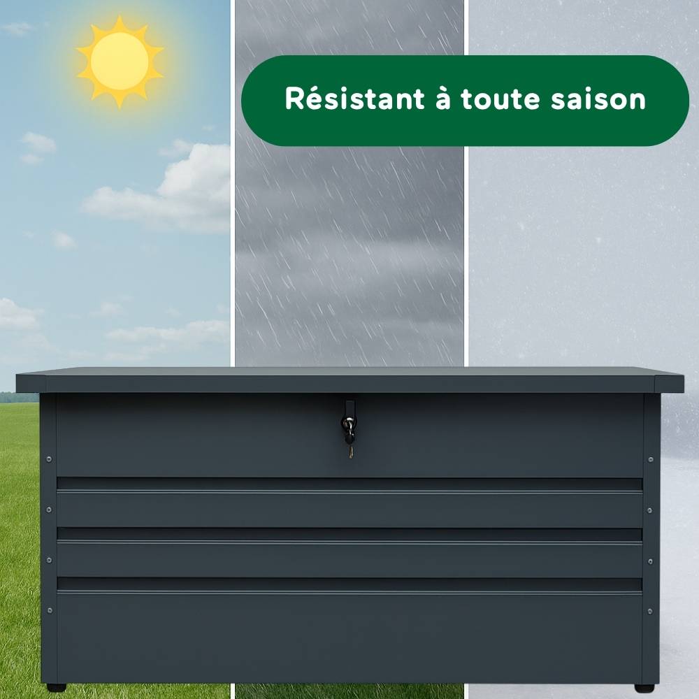 Terre Jardin - Coffre de jardin en acier galvanisé - 300 L - 100 x 61 x 62 - Gris - TERRE JARDIN - Imagen 3