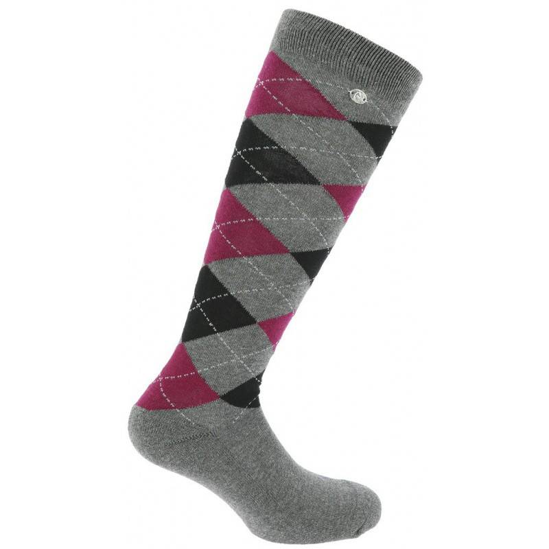 Chaussettes Equithème Argyle - Taille 42/45 - Gris Bordeaux